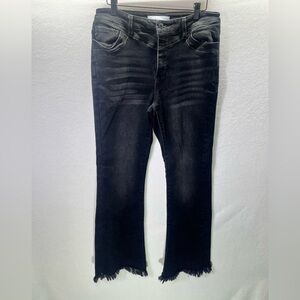 KanCan‎ Frayed Bootcut Jeans Womens 29 Waist Stretch Black Denim Distressed 1897
